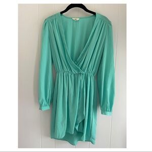 Long sleeve turquoise/aqua dress. Size M